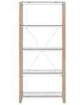 Pikkukuva 5 / 7: Kirjahylly valkoinen/vaalea puu 120 x 75 x 60 cm lasihylly minimalistinen tyyli