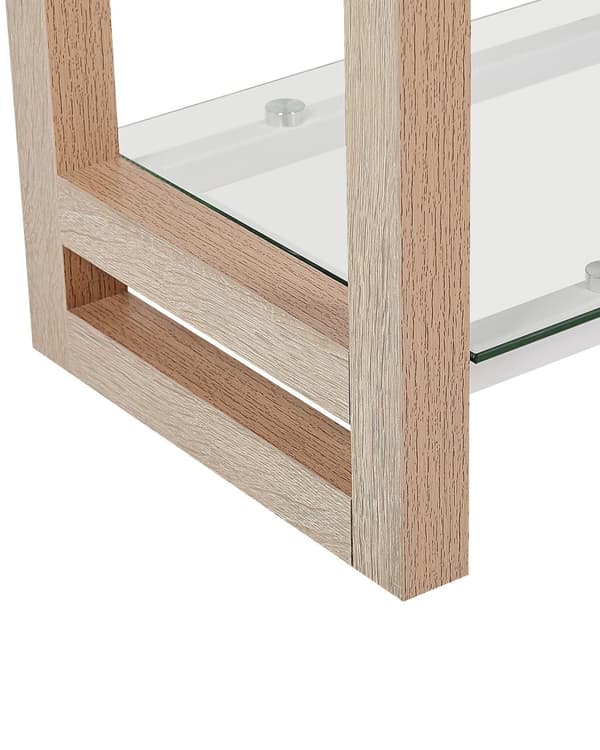 Kirjahylly valkoinen/vaalea puu 120 x 75 x 60 cm lasihylly minimalistinen tyyli