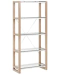 Pikkukuva 1 / 7: Kirjahylly valkoinen/vaalea puu 120 x 75 x 60 cm lasihylly minimalistinen tyyli
