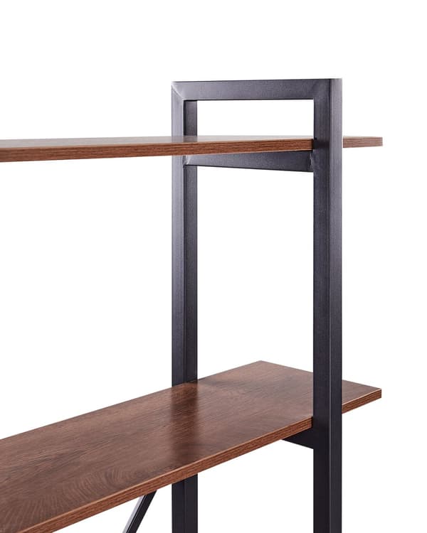 Bogreol mørkt træ sort 90 x 180 x 30 cm MDF-plade stål 5 hylder moderne industriel