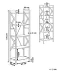 Miniatyrbillede 3 af 8: Reol Mørkt Træ Sort Metal 150 x 25 x 47 cm Dekorativ Bogreol Opbevaring med 5 Hylder Etage Åben Ryg Industriel Design Stue Kontor Indretning