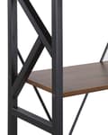 Miniatyrbillede 6 af 8: Reol Mørkt Træ Sort Metal 150 x 25 x 47 cm Dekorativ Bogreol Opbevaring med 5 Hylder Etage Åben Ryg Industriel Design Stue Kontor Indretning