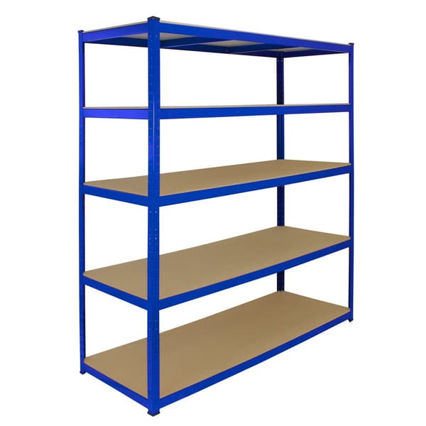 T-Rax Robust Blå Extra Bred Lagerhylla Verkstadshylla Garagehylla Verkstad Garage Lager Förvaring MDF Bultfri Bultlös Legerat Stål 160 x 180 x 60 cm