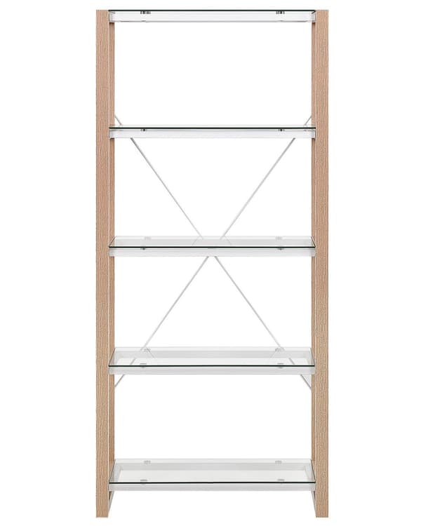 Reol Hvid Lyst Træ Glashylder Fritstående Skandinavisk Design