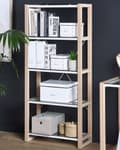 Miniatyrbillede 2 af 7: Reol Hvid Lyst Træ Glashylder Fritstående Skandinavisk Design
