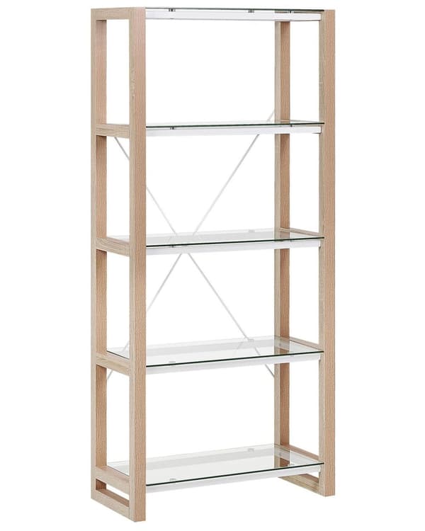 Reol Hvid Lyst Træ Glashylder Fritstående Skandinavisk Design