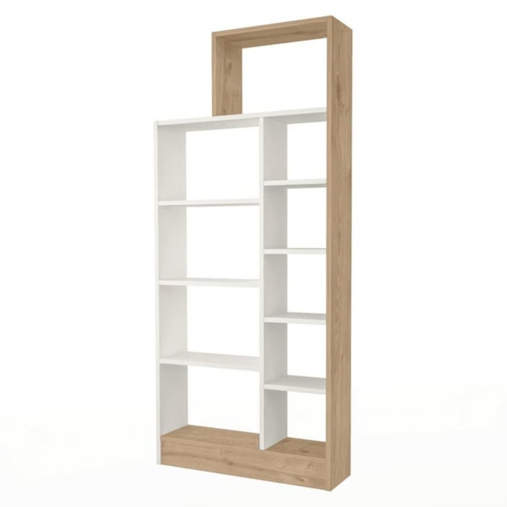 Homemania bogreol Zerre 75,4x22x170,8 cm egetræsfarvet og hvid
