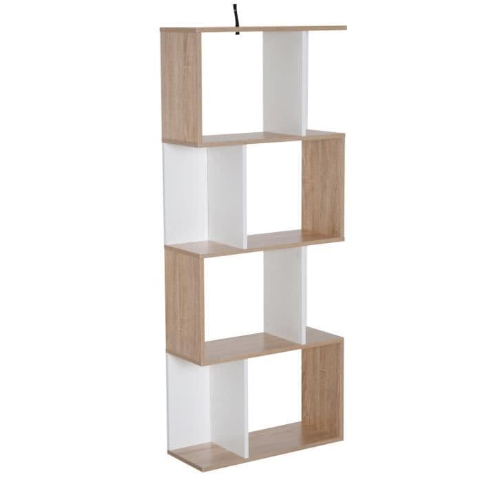 Bibliotek samtida designen skåp hylla hyllor 60L S 4 x 24L x 148h cm färg vit ek