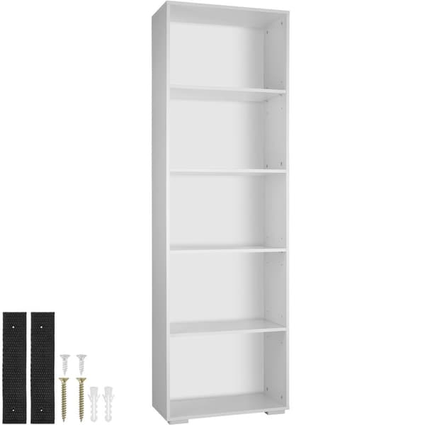 Bogreol Lexi 5 rum 60x30x190cm - hvid