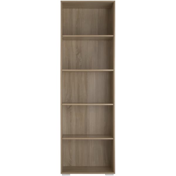 Bogreol Lexi 5 rum 60x30x190cm - Lys træ, egetræ Sonoma