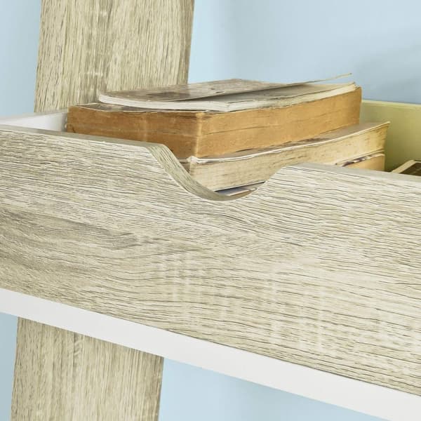 SoBuy Skrivebord med hylder Hjørnebord Stigereol Bogreol FRG111-WN