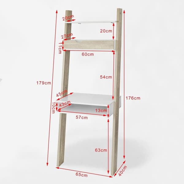 SoBuy Skrivebord med hylder Hjørnebord Stigereol Bogreol FRG111-WN