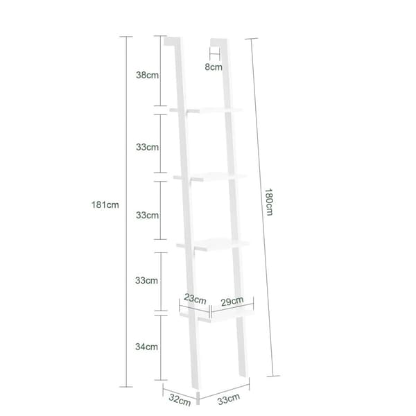 SoBuy Bokhylla med 4 hyllor, Brickhylla, vit, FRG15-W