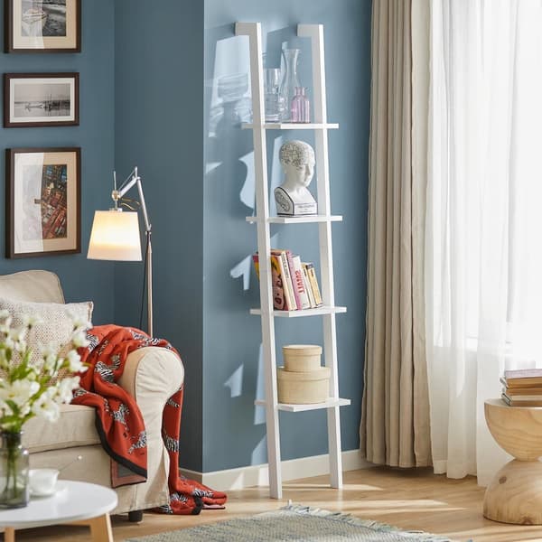 SoBuy Bokhylla med 4 hyllor, Brickhylla, vit, FRG15-W