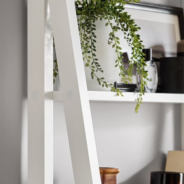 SoBuy Bogreol med 5 hylder, Stigereol,Pladsbesparende træhylde, Rumdeler Længde 65 cm Bredde 39 cm Højde 180 cm, hvid FRG61-W