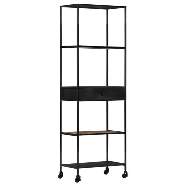 vidaXL Bokhylla 60x35x180 cm grovt mangoträ och järn