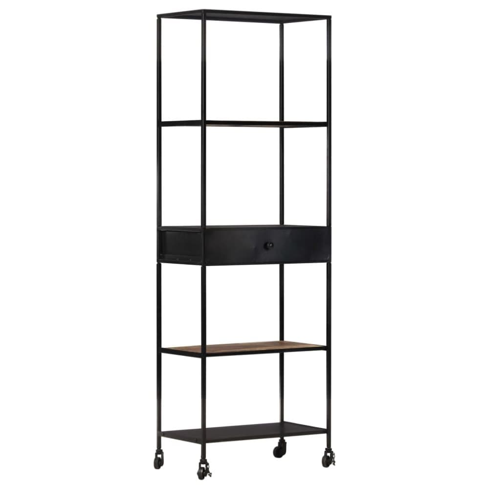 vidaXL Bokhylla 60x35x180 cm grovt mangoträ och järn