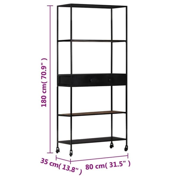 vidaXL bogreol 80x35x180 cm ru mangotræ og jern