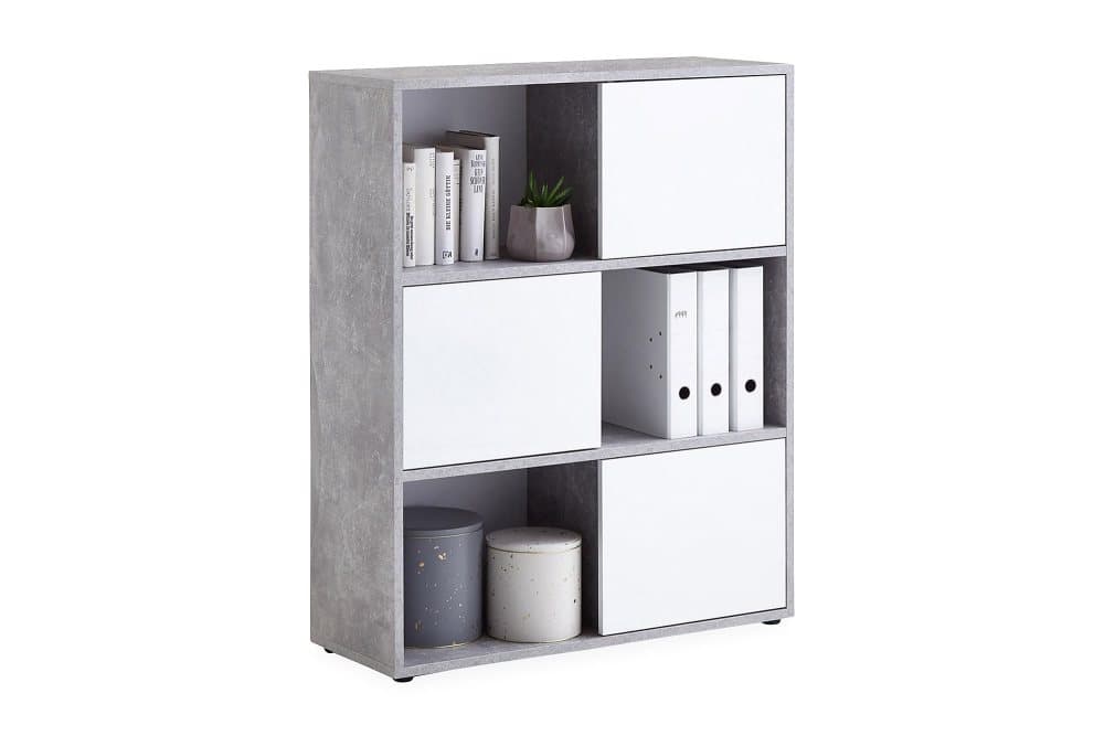 NELIA Hylla 90 Låg Vit/Betong