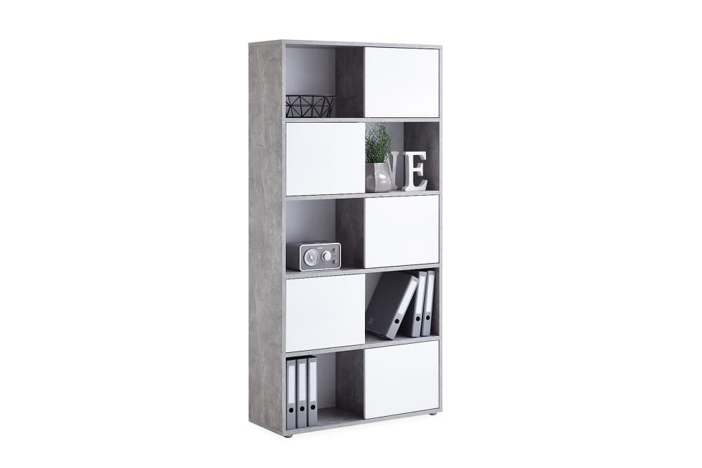 NELIA Hylla 90 Hög Vit/Betong