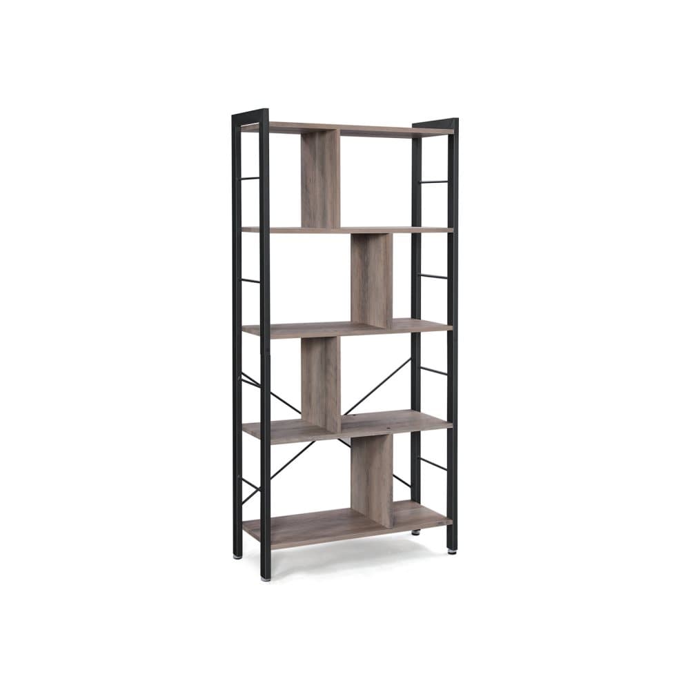 Segenn's Bookshelf - kontor Hylla - partition med 4 nivåer - stående hylla - vardagsrum - Stor, stabil - Greige svart 74 x 30 x 154,5 cm