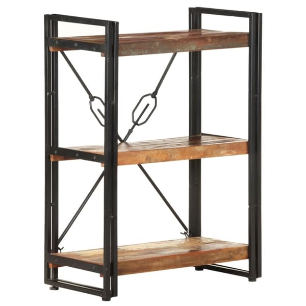 vidaXL bogreol m. 3 hylder 60x30x80 cm massivt genbrugstræ
