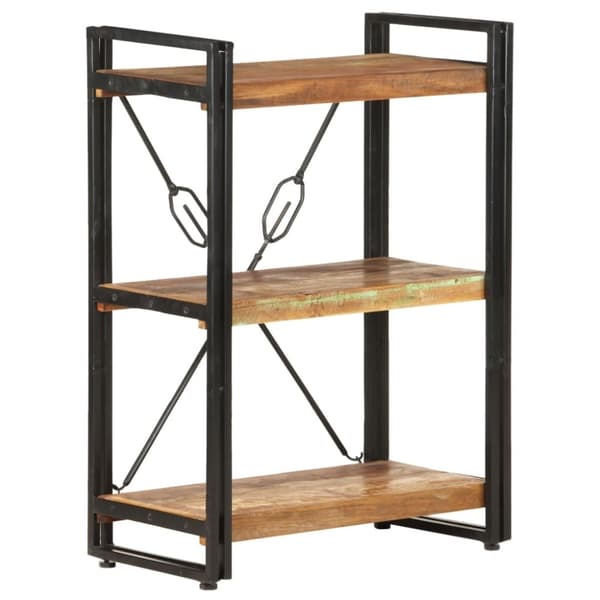 vidaXL bogreol m. 3 hylder 60x30x80 cm massivt genbrugstræ