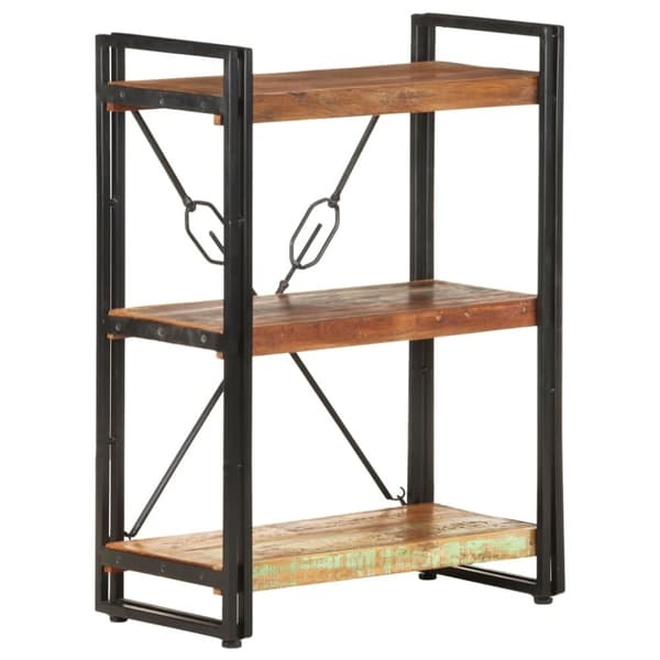 vidaXL bogreol m. 3 hylder 60x30x80 cm massivt genbrugstræ