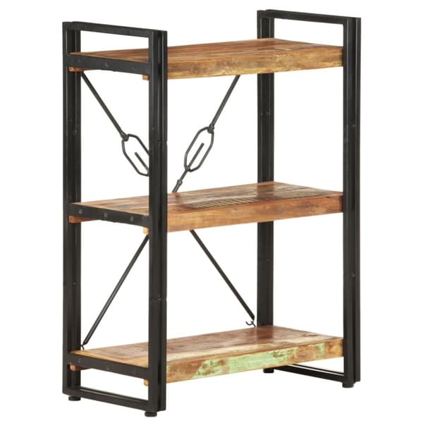 vidaXL bogreol m. 3 hylder 60x30x80 cm massivt genbrugstræ