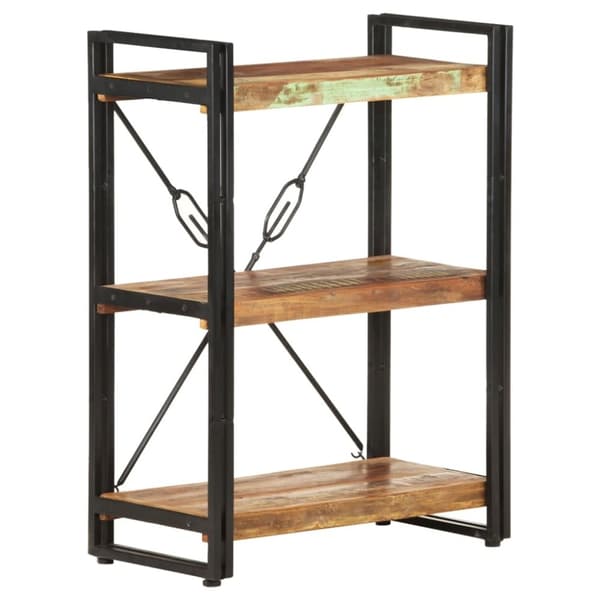vidaXL bogreol m. 3 hylder 60x30x80 cm massivt genbrugstræ
