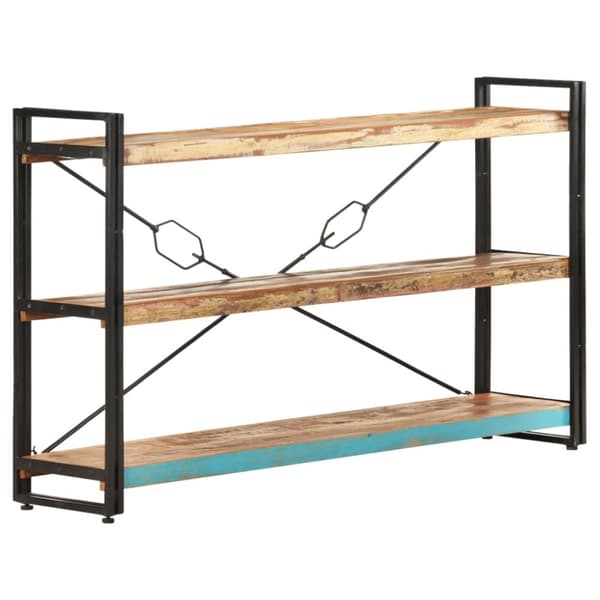 vidaXL bogreol m. 3 hylder 140x30x80 cm massivt genbrugstræ