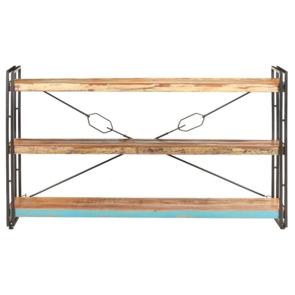 vidaXL bogreol m. 3 hylder 140x30x80 cm massivt genbrugstræ