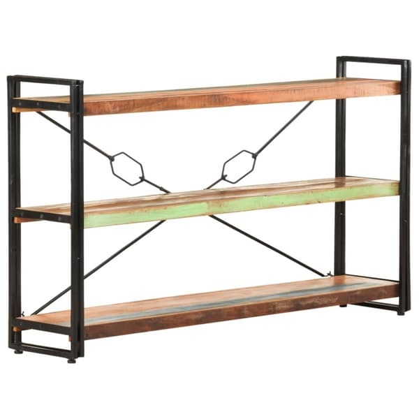 vidaXL bogreol m. 3 hylder 140x30x80 cm massivt genbrugstræ