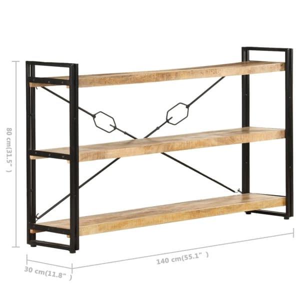 vidaXL bogreol m. 3 hylder 140x30x80 cm massivt mangotræ