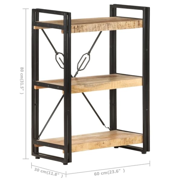 vidaXL bogreol m. 3 hylder 60x30x80 cm massivt mangotræ