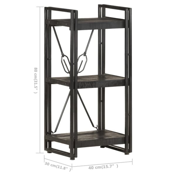 vidaXL bogreol m. 3 hylder 40x30x80 cm massivt mangotræ sort