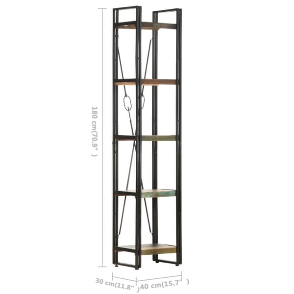 vidaXL Bokhylle 5 etasjer 40x30x180 cm gjenvunnet heltre