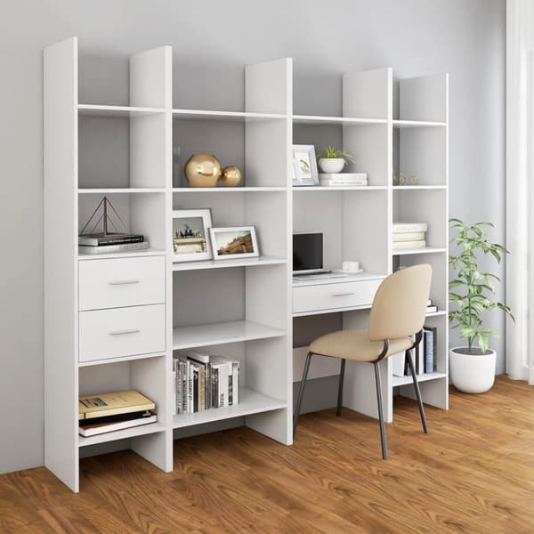 vidaXL Bokhylla vit 40x35x180 cm spånskiva