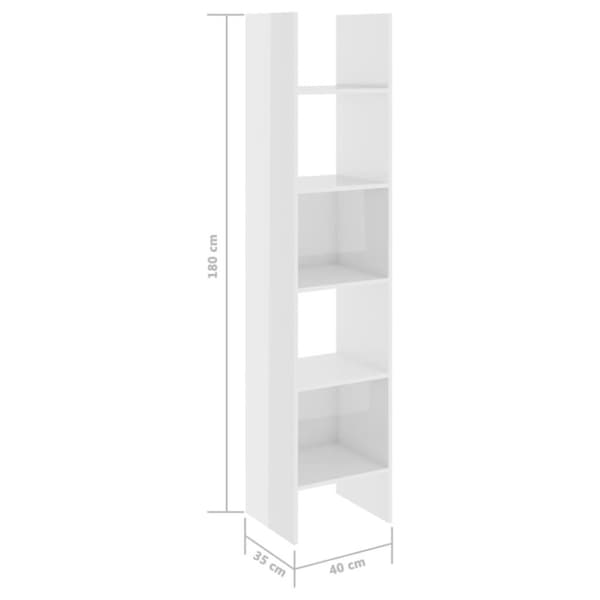vidaXL bogskab 40x35x180 cm spånplade hvid højglans