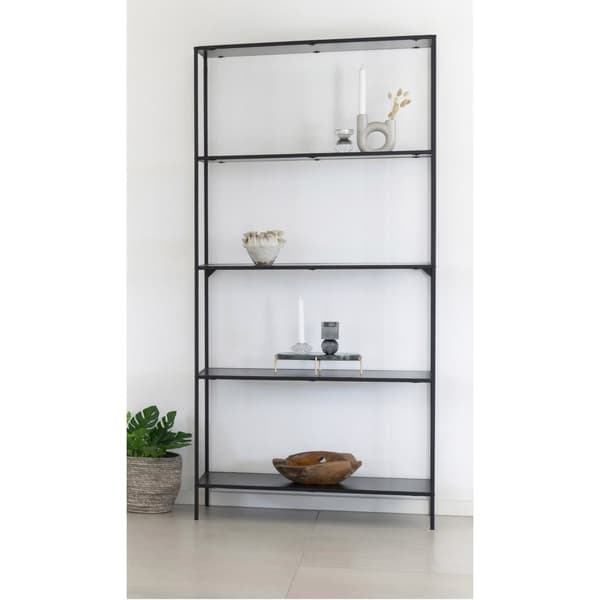 Vita Black fristående hylla, metallram, melamin, 80x36x170 cm
