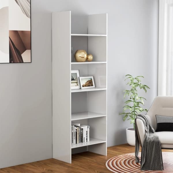 vidaXL Bokhylla vit högglans 60x35x180 cm spånskiva