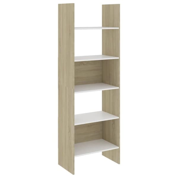 vidaXL bogskab 60x35x180 cm spånplade hvid og sonoma-eg