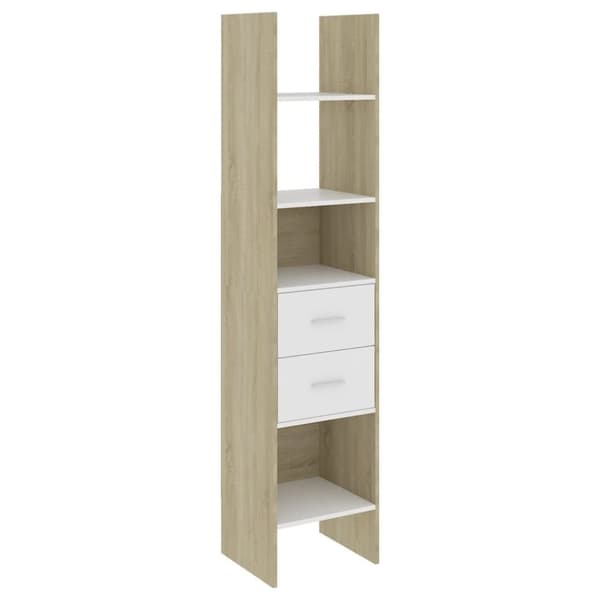 vidaXL Bokhylle hvit og sonoma eik 40x35x180 cm konstruert tre