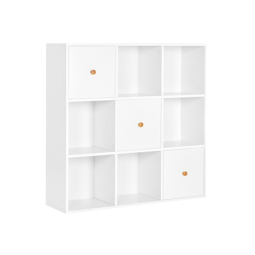 Segenn's Bookcase - förvaringshylla - Med 9 kuber - Väggskåp med 3 dörrar - Vit
