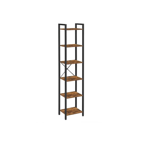 Segenn's Luxe2 - Bokhylla - Förvaringshylla - Hylla - 6 nivåer - Vintage - Industriell - Brun - Svart - Konstruerat trä - Metall - 40 x 30 x 178,6 cm