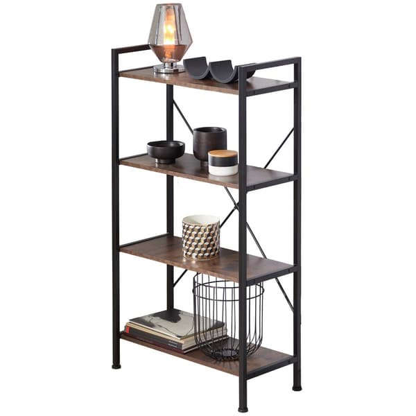 Reol Leeds 67,5 x 31,5 x 121,5 cm - Industrielt mørkt træ, rustikt