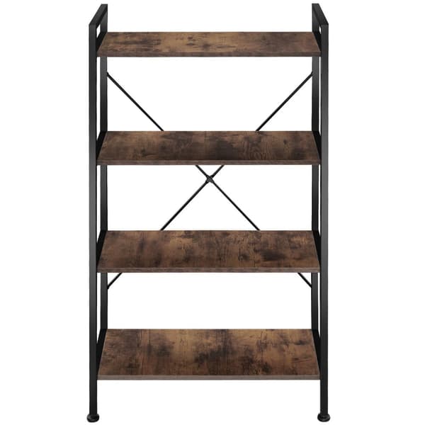 Reol Leeds 67,5 x 31,5 x 121,5 cm - Industrielt mørkt træ, rustikt