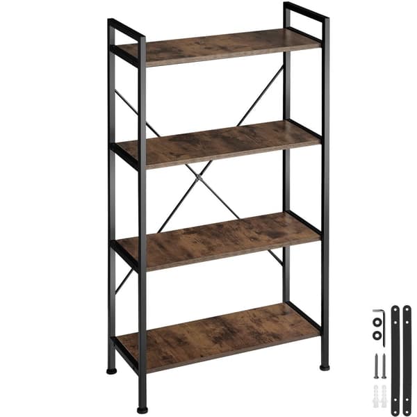 Reol Leeds 67,5 x 31,5 x 121,5 cm - Industrielt mørkt træ, rustikt