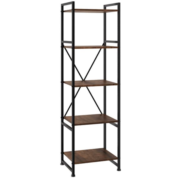 Reol Manchester 47,5 x 34,5 x 151,5 cm - Industrielt mørkt træ, rustikt