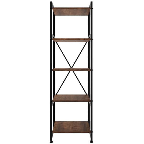 Reol Manchester 47,5 x 34,5 x 151,5 cm - Industrielt mørkt træ, rustikt
